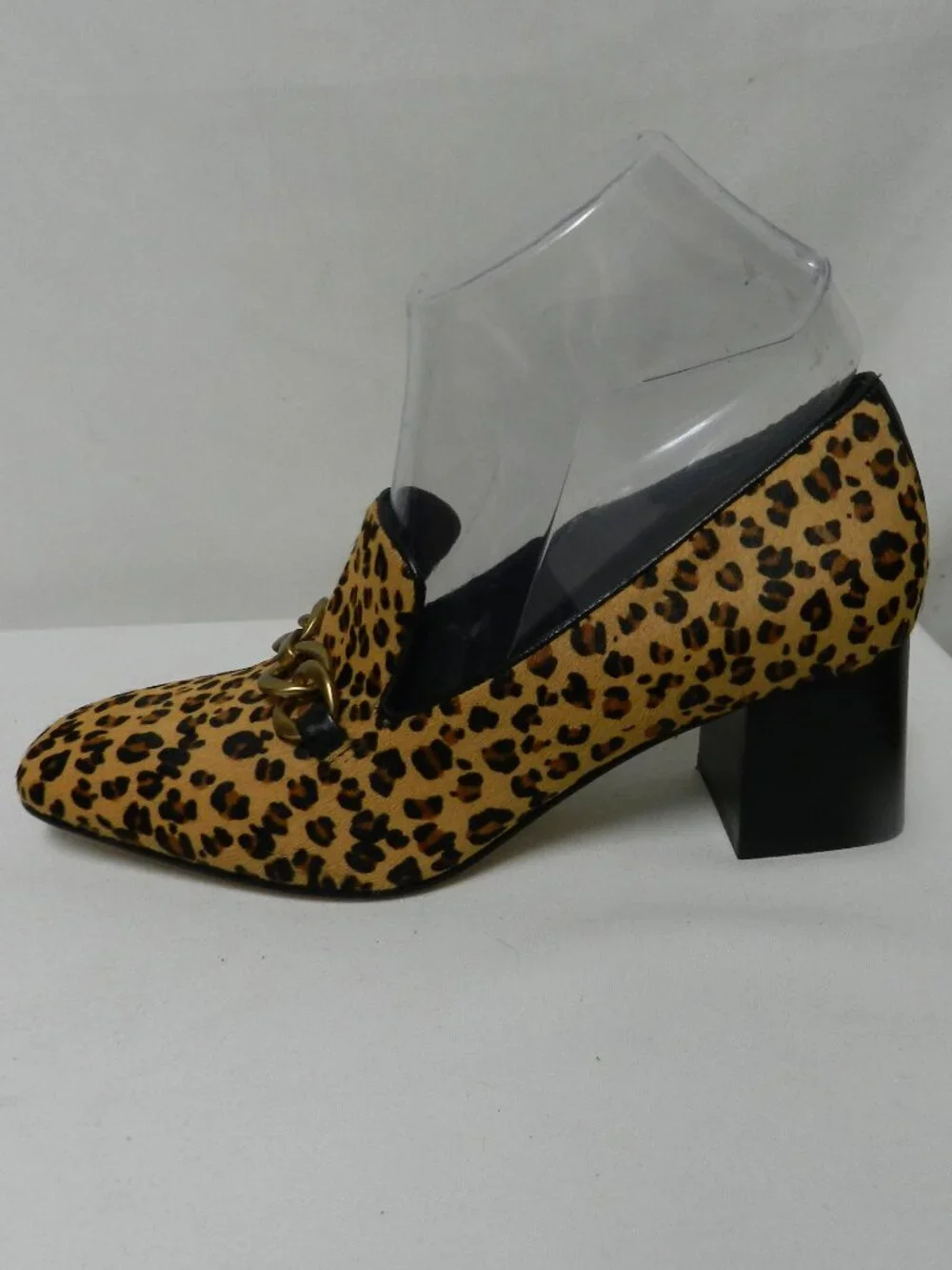 Via Spiga pony hair fur leather animal leopard block heels pumps NEW Size Sz 8